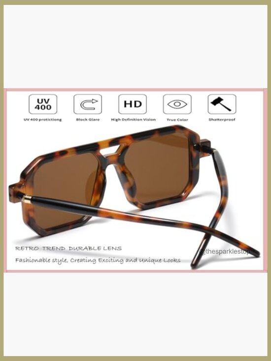 Retro Aviator Sunglasses Plastic Frame UV400 Protection Unisex